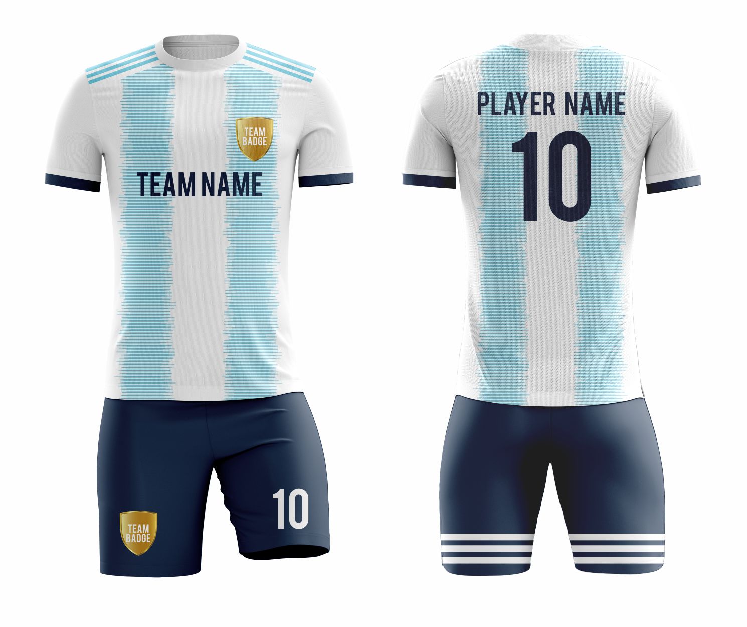 White/Blue Sublimation Custom Soccer Jersey